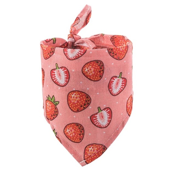 New Strawberry Pet Dog Cat Bandana Vintage Pink and Red - Picture 1 of 8